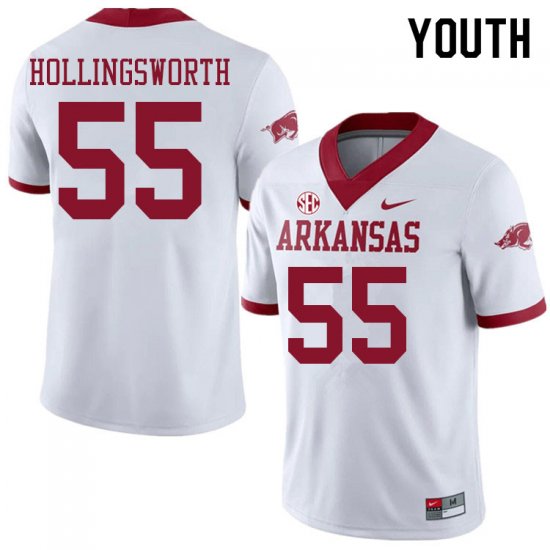 Youth GameDay JJ Hollingsworth #55 Arkansas Stitched College Football Jersey