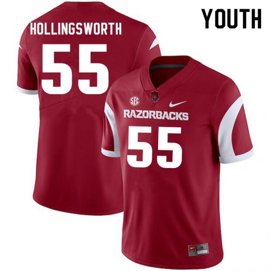 Youth GameDay JJ Hollingsworth #55 Arkansas Stitched College Football Jersey