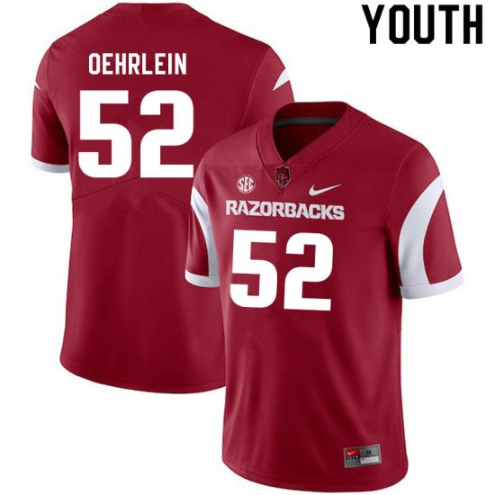 Youth GameDay John Oehrlein #52 Arkansas Stitched College Football Jersey