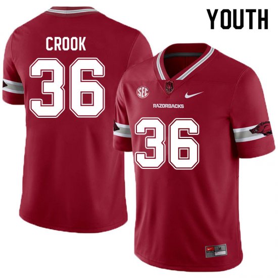 Youth GameDay Jordan Crook #36 Arkansas Stitched College Football Jersey