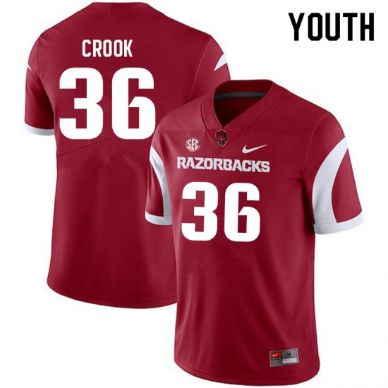 Youth GameDay Jordan Crook #36 Arkansas Stitched College Football Jersey