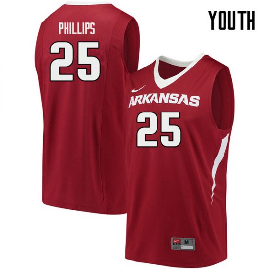 Youth GameDay Jordan Phillips #25 Arkansas Stitched College Basketball Jersey