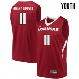 Youth GameDay Keyshawn Embery-Simpson #11 Arkansas Stitched College Basketball Jersey