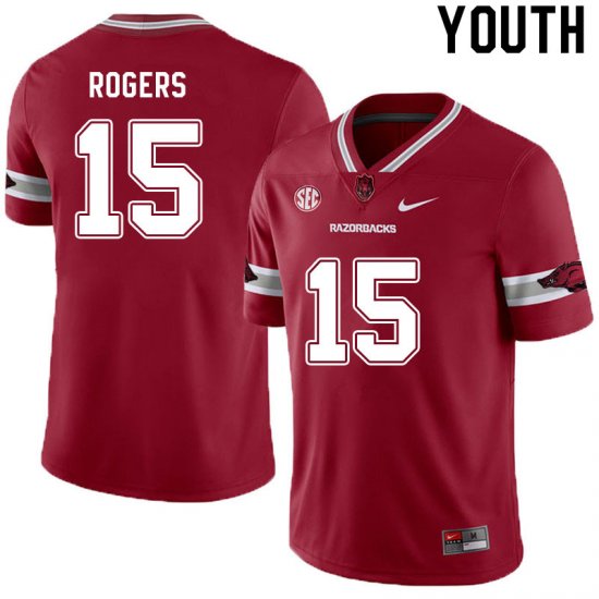 Youth GameDay Landon Rogers #15 Arkansas Stitched College Football Jersey