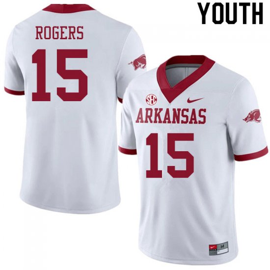 Youth GameDay Landon Rogers #15 Arkansas Stitched College Football Jersey