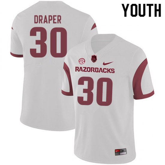 Youth GameDay Levi Draper #30 Arkansas Stitched College Football Jersey