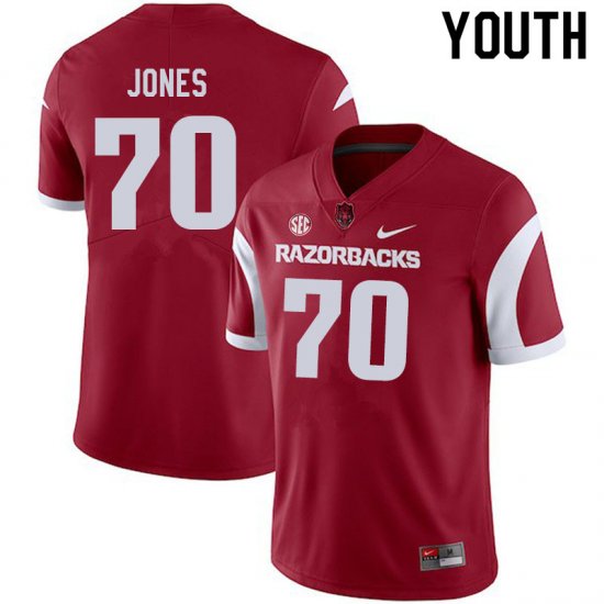 Youth GameDay Luke Jones #70 Arkansas Stitched College Football Jersey