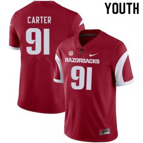 Youth GameDay Taurean Carter #91 Arkansas Stitched College Football Jersey