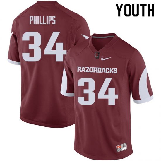 Youth GameDay Tyler Phillips #34 Arkansas Stitched College Football Jersey